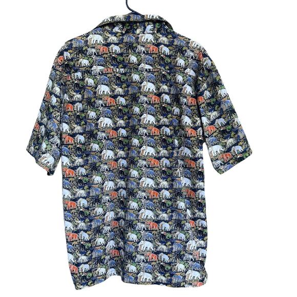 Pidoza Shirt Mens 2XL Elephant Safari Print Short Sleeve Button Up Unique XXL - Picture 2 of 8